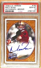 2008 POP 1 MATT RYAN ROOKIE AUTO RC UPPER DECK HEROES #180 PSA 10 GEM MINT!! 