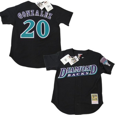 1999 Luis Gonzalez #20 Diamondbacks Men Mitchell & Ness Authentic BP Jersey $130