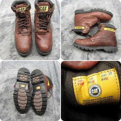 Caterpillar Work Boots Mens 11M Brown Steel Toe Leather Second Shift Lace Up