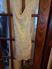 Size 7/8 Windsor White Sequined Formal Prom WeddingParty Formal Mini Dress
