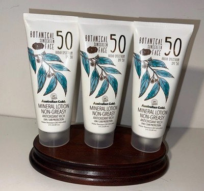 Australian Gold Botanical Sunscreen SPF 50 Tinted Face Mineral Lotion 3 FL Oz