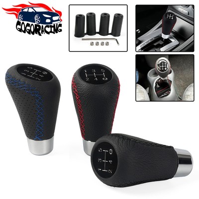 Black Leather Manual Car 5 Speed Gear Stick Shifter Shift Knob Lever Universal