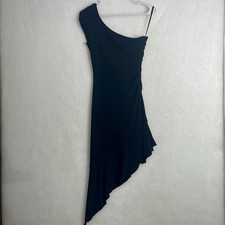 Bebe Women’s Black Midi One Shoulder Dress Side Zip Sz S