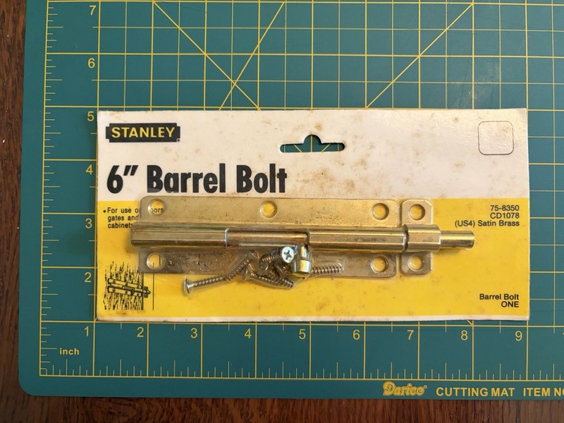 6 Stanley Barrel Bolt 75-8350 (US4) Satin Brass Finish