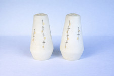 Pair Of Mid Century Glass Conical Pendant Lamp Shades Painted Geometric Motifs