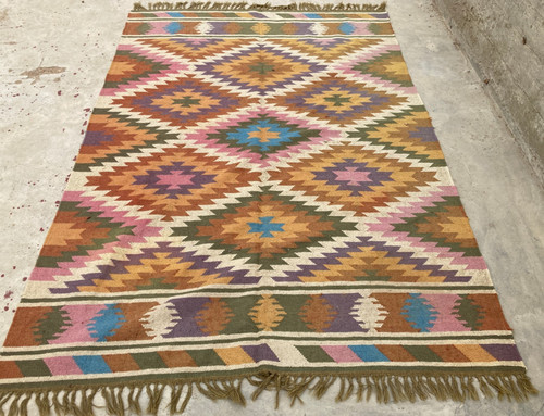 Vintage Traditional Handmade Beautiful Turkish Kilim Floor Rug Carpet 254x172 cm