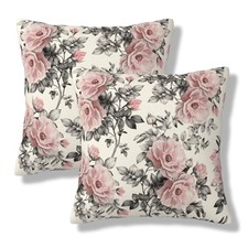 Retro Flowers Leaves Throw Pillow Covers 18x18 Inch 18" x 18" Pack of 2 Pink
