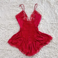 Vintage 1980s Wendy Ann Red Lace Camisole Size Medium Lingerie