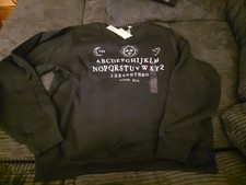 Womens Ouija Board Long Sleeve Fleece Sweatshirt Black 2xlarge