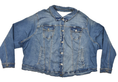 Torrid Denim First At Fit Women's Size 6 Blue Jean Trucker Jacket Cotton Spandex