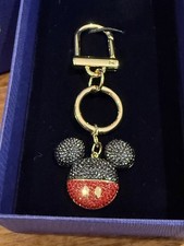 SWAROVSKI CRYSTAL MICKEY MOUSE BAG CHARM GOLD KEYCHAIN 5560954 ORIGINAL BOX NEW