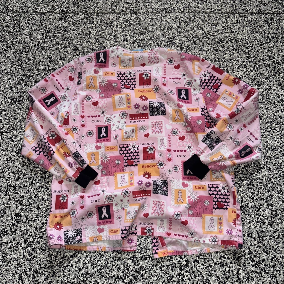 HQ Scrub Breast Cancer Awareness Ribbon Hearts Long Sleeve Jacket Size XL (21) - Image 2 of 2