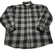 Red Head Men's Sherpa Lined Flannel Shacket Jacket Button Up XL Heavyweight Grey