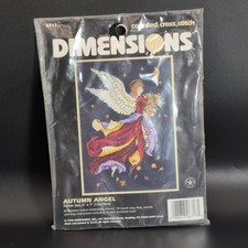 Vtg Dimensions Autumn Angel 5"x7" Counted Cross Stitch Kit 6717