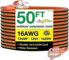 Go Green Power Inc. 16/3 50-Foot Outdoor Extension Cord - 50 ft, Orange