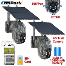 2 Solar Powered 4G LTE Cellular 2.5K PTZ Trail Camera Hunting Cam SIM Card US