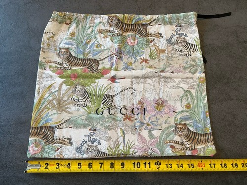 Gucci Tiger Print Drawstring Dust Bag Storage Bag 17 X 15 Inch Authentic