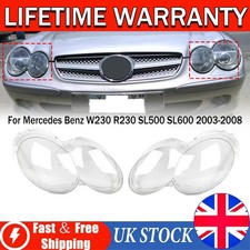 Right&Left For Mercedes Benz W230 R230 SL500 2003-08 Headlight Lens Cover Clear