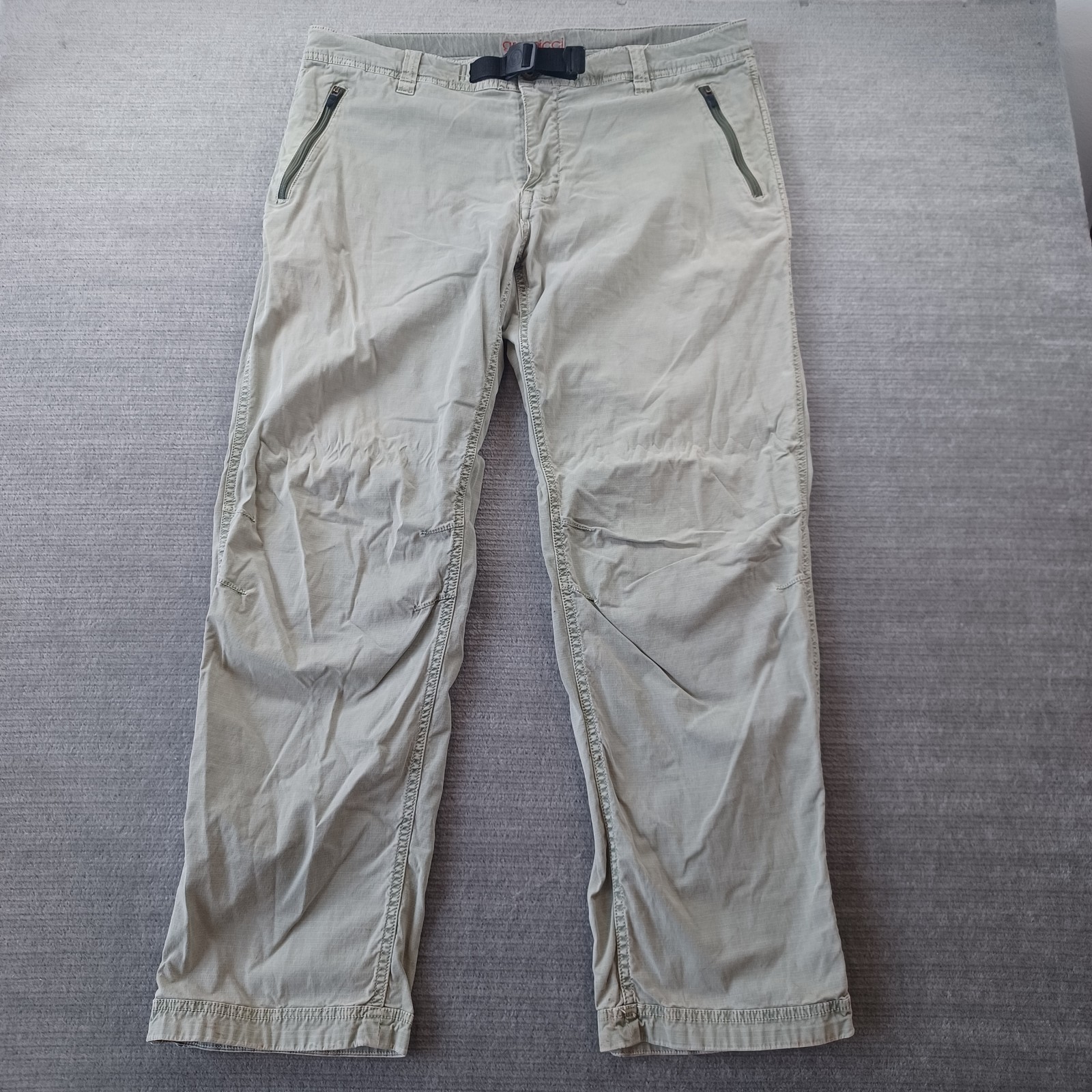 Vintage Gramicci Pants Mens 38x32 Green Belted Climbing Hiking Skateboarding Zip