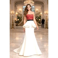 Ashley Lauren Evening/Wedding/Pageant Gown with Red Sequined Bodice - Size 6