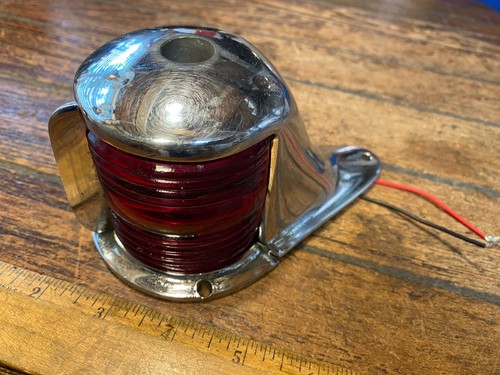 Vintage Cast Chromed Bronze Bow Light Red/Green Lens 6" Long New LED/Wiring