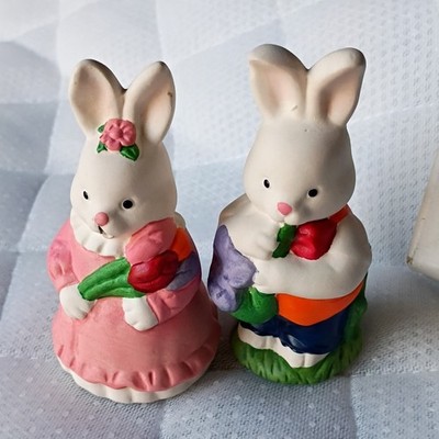 Porcelain Bunny Salt & Pepper Shaker Set, Multicolor, Novelty Animal, Easter