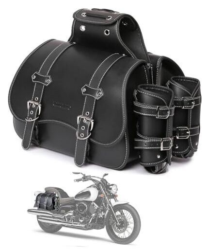 High-Density Leather Motorcycle Saddlebags - Durable Throw Over Panniers