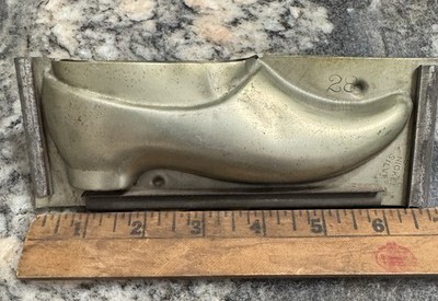 B-M Chocolate Solid Nickel Silver Dutch Shoe #28 Candy Mold Vintage