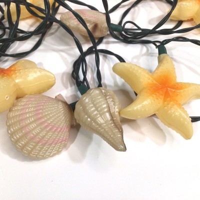 VTG Kurt Adler Sea Shells Beach Starfish Blow Mold 10 String Light Set Covers