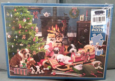Christmas Puppies Holiday Dog Cobble Hill  Poster 500pc Complete Puzzle 26x19
