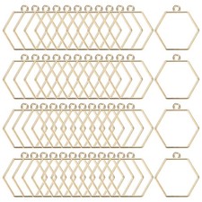 50-Pack Open Bezels, Hexagon Shape Bezel Pendants for Resin Gold Tone 