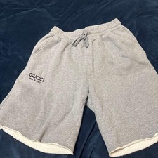 Gucci Gray Cotton Sweat Shorts with Cutoff Hem and Drawstring, Pre-Owned