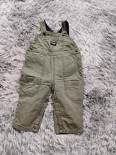 OshKosh B'gosh Baby Denim Overalls Size 12 Months Adjustable Straps Green
