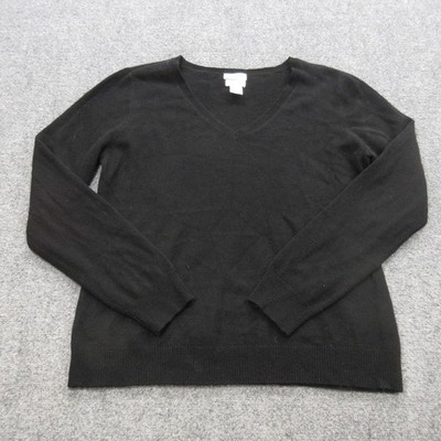Jaclyn Smith Sweater Womens Large Black 100% Cashmere V Neck Pullover Soft Knit