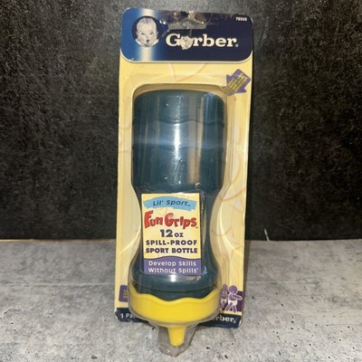 Vintage Gerber Lil Sport Sippy Cup Blue with Plastic Lid Yellow ~7 tall Y2K