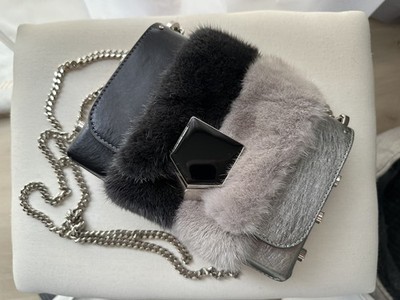  Jimmy Choo   Tasche , Schwarz /Silber, Pelz &Leder ,Neuwertig  