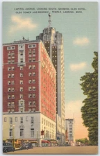 Vintage Lansing Michigan Capitol Avenue Postcard Tichnor Bros Linen