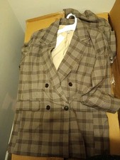 A New Day Women's Double Breasted Blazer Brown Plaid Size M NWT