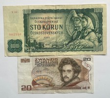 1961 Czechoslovakia 100 Korun & 1986 Austria 20 Shilling.