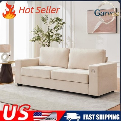 90'' Loveseat Sofa USB Type-C Removable Covers Cloud Couch Wide Armrest Small Spa