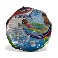 NIB SwimWays Spring Float Kids Boat Pool Float Green Blue  5+ Years Summer Party