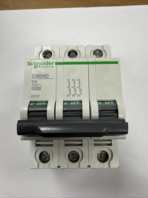 Merlin Gerin C60HD MCB-Schutzschalter 3P, 6A Curve D, 415V AC, 10 kA Ausschaltvermögen