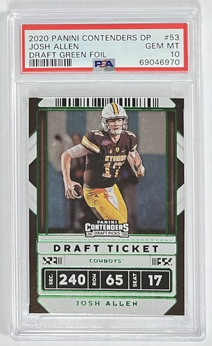 Josh Allen 2020 Contenders DP Draft Ticket Green Foil SSP #53 - PSA 10 - Pop 2