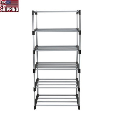 6 Tier Shoe Rack Organizer Stackable Store 12 Pairs Freestanding Closet Solution