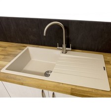 Reginox Harlem10 Kitchen Sink Single Bowl Caffe Granite Reversible Inset Waste