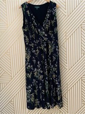 Lauren Ralph Lauren Dress Women’s 10 Floral Faux Wrap V-Neck Sleeveless Midi