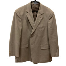 46R Stafford Washable Wardrobe Tan Brown Wool 2 Button Blazer Jacket Coat Beige
