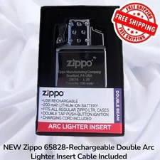 NEW Zippo 65828 Rechargeable Double Arc Lighter Insert (Charging Cable Included)