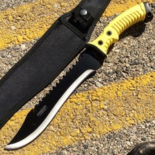 16"" Fixed Blade Hunting Knife Straight Camping Outdoor Knives Tactical Yellow /
