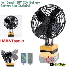 Jobsite 6 inch Fan W/ 2 USB Cooling Portable Camping Fan for Dewalt 20V Battery